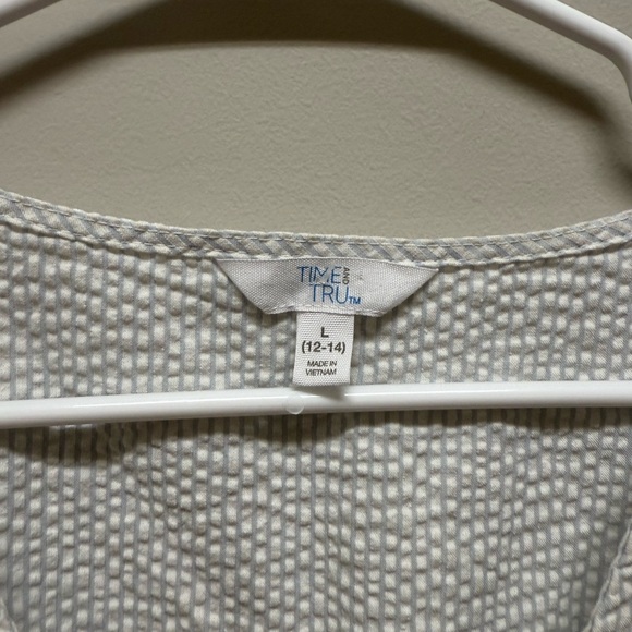 2/$15 Time and Tru - Textured Light Blue & White Striped Dress - Picture 5 of 7